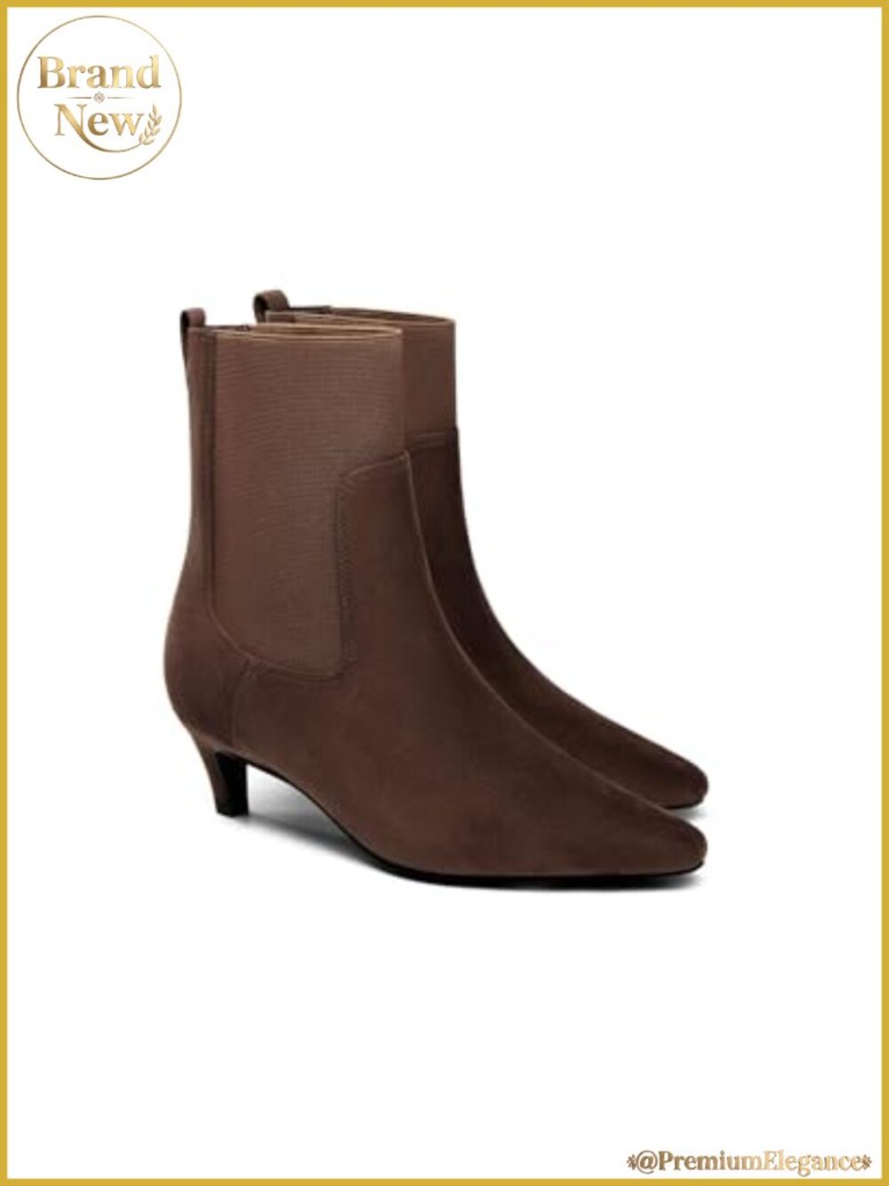 Faux Suede Ankle Boots Pointed Toe Kitten Heel Slip On Dressy